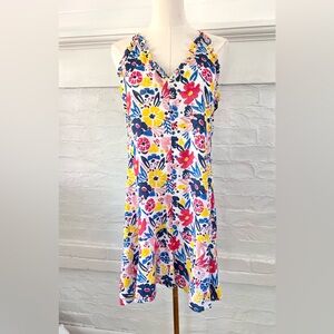 Roller Rabbit Tassel Tie Dress Floral Sundress India Block Dyed Natural Fiber